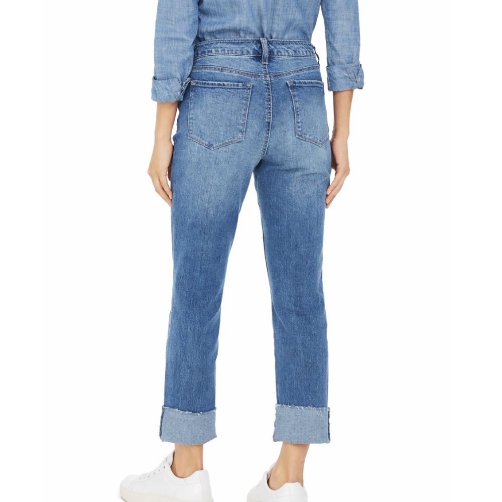 Calça jeans feminina reta e rasgada, azul, tamanho 2, da Style &amp; Co