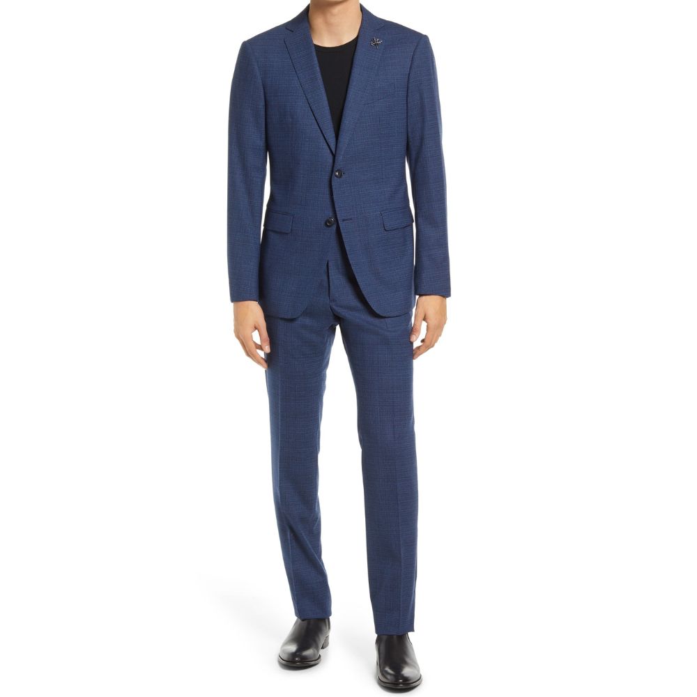 John Varvatos Star USA Melange Wool Jacket Suit in Blue