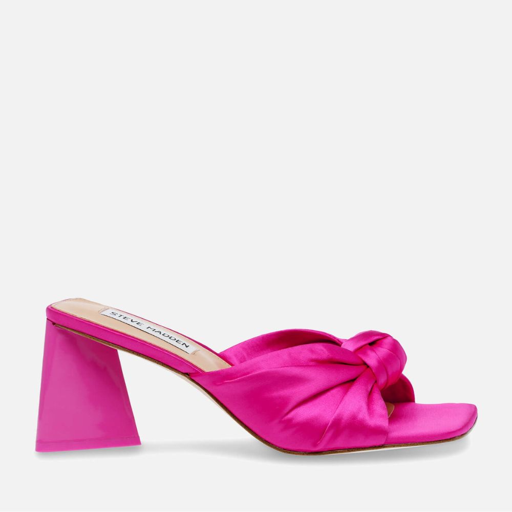 Steve Madden Women’s Satin Knot Heeled Slide Sandals – Pink