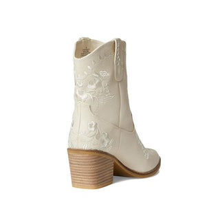 MIA "Calico" Embroidered Faux Leather Booties Ivory