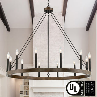 12Light Modern Farmhouse Wagon Wheel Chandelier