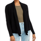 Cardigan de cashmere drapeado com frente aberta, preto, tamanho P