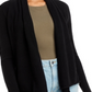 Cardigan de cashmere drapeado com frente aberta, preto, tamanho P