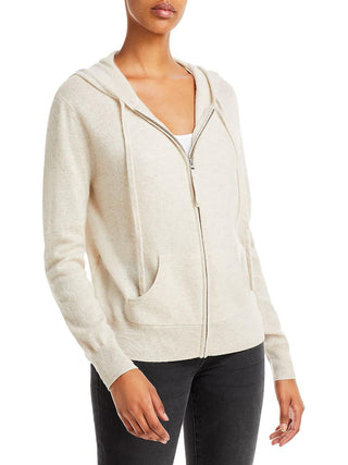 Moletom com capuz Aqua Cashmere com zíper completo, branco, tamanho M