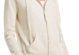 Moletom com capuz Aqua Cashmere com zíper completo, branco, tamanho M