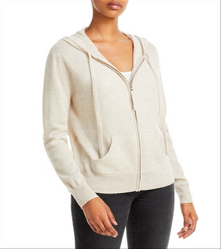 Moletom com capuz Aqua Cashmere com zíper completo, branco, tamanho M