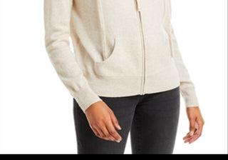 Moletom com capuz Aqua Cashmere com zíper completo, branco, tamanho M