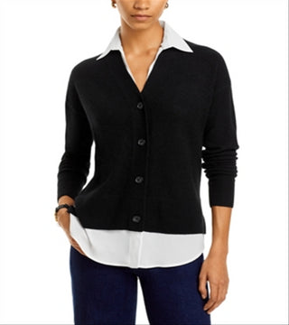 Cardigan de cashmere Twofer da Bloomingdale's, preto, tamanho G
