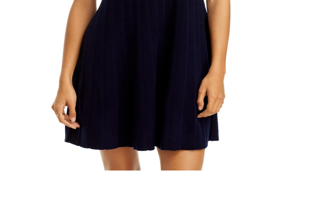 Vestido curto de cashmere C by Bloomingdale's Cashmere azul-marinho