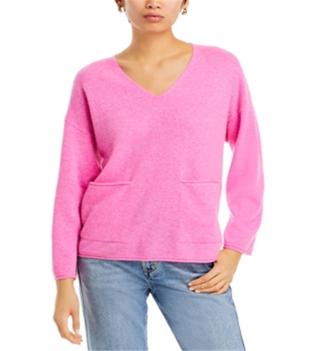 Suéter Baja de Caxemira com Gola V, Rosa, Tamanho GG, da Bloomingdale's