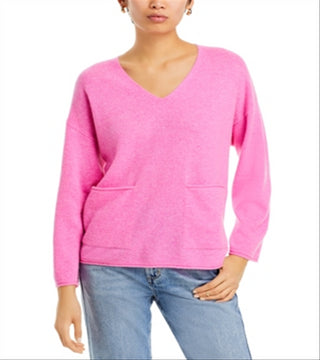 C by Bloomingdale's Cashmere Baja V Neck Sweater Pink Size XL