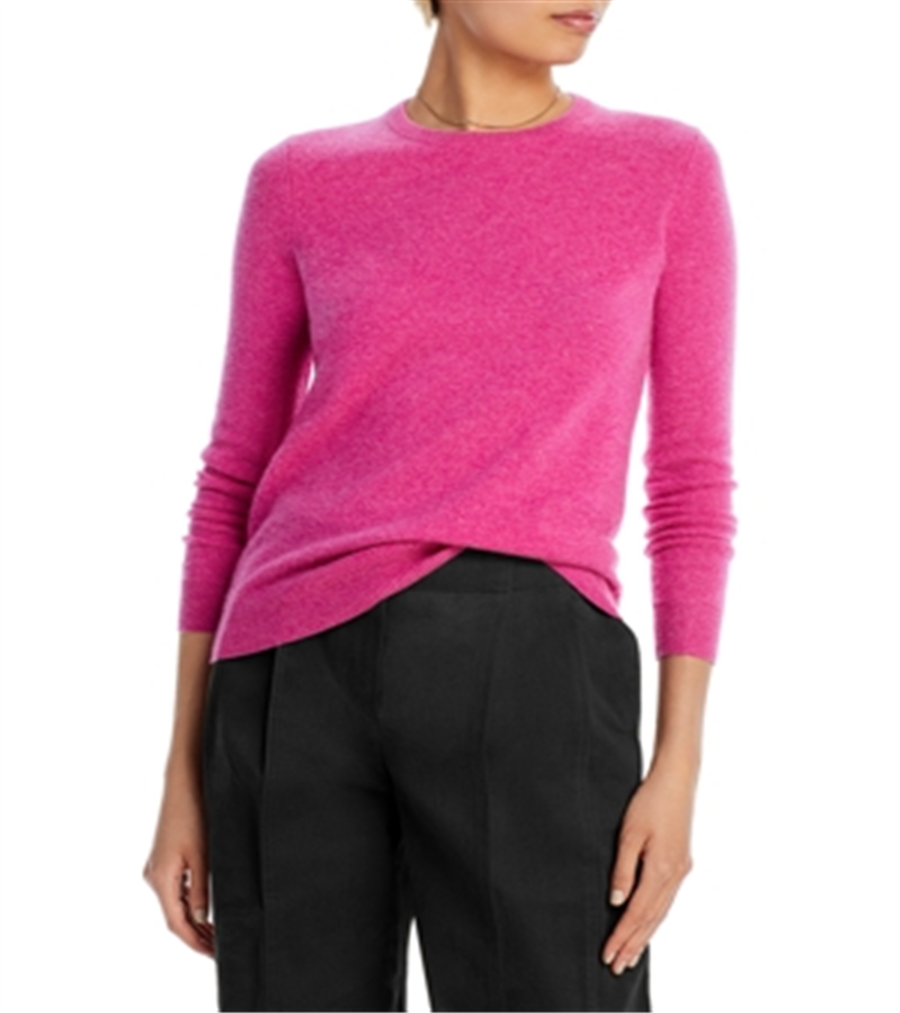 Suéter de cashmere com gola redonda C by Bloomingdale's, rosa, tamanho M