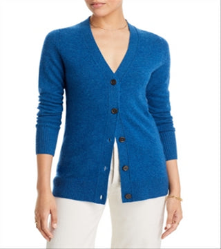 Cardigan Cashmere Grandfather Azul C by Bloomingdale's, tamanho M