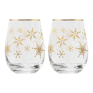 Snowflakes Stemless Wine Glass - Boxed Set of 2
