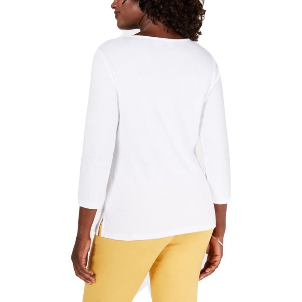 Karen Scott Top Feminino Branco com Acabamento em Ilhós Tamanho X-S