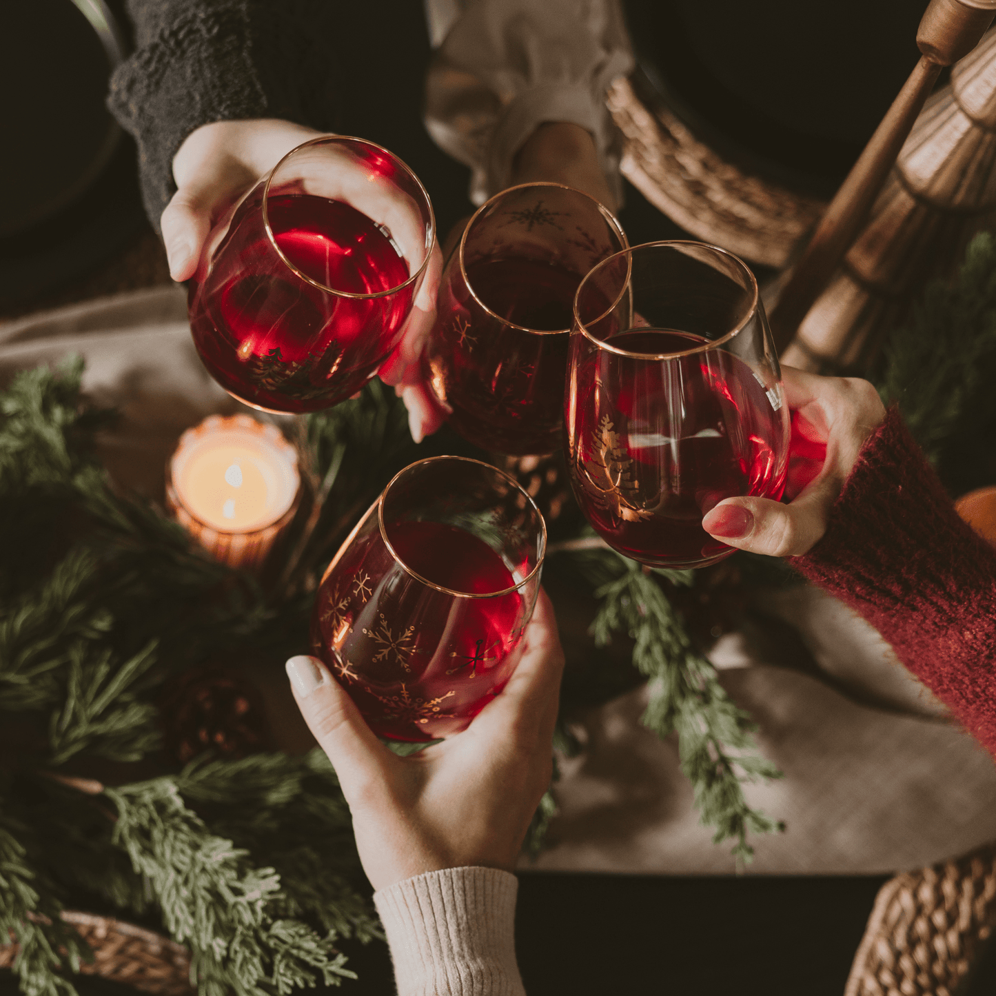 Snowflakes Stemless Wine Glass - Boxed Set of 2