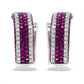 18K White Gold 1 7/8 Cttw Diamond and 1mm Round Red Ruby Open Swish Hoop Earrings (F-G Color, VS1-VS2 Clarity)