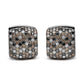 Black Rhodium Plated 18K White Gold 12 5/8 Cttw Multi Color Diamond Square Domed Huggie Hoop Earrings  (Brown, Black, G-H Color, SI1-SI2 Clarity)