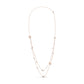 18K Rose Gold 1/2 Cttw Diamond and Freshwater Pearl Double Strand Station Necklace  (G-H Color, SI1-SI2 Clarity) - Adjustable up to 16" to 20"