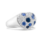 18K White Gold Blue Sapphire and 5/8 Cttw Diamond Cluster Heart Shaped  Ring (F-G Color, VS1-VS2 Clarity) - Size 7.5