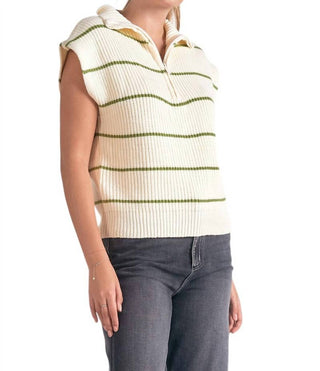 Elan - Suéter listrado com zíper frontal