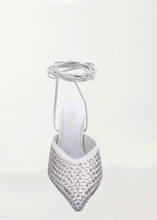 Che By Chelsey - Sandália feminina Axelle com salto cravejado