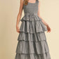 &Merci - Multi Stripe Smocked Bodice Layered Midi Dress
