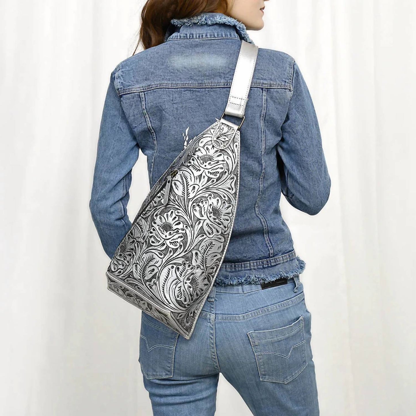 American Darling - Women's Hand-tooled Genuine Leather Sling Bag