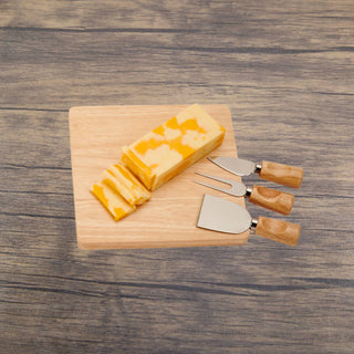 Creative Gifts International - Rubberwood Cheese Cutting Board Set with 3 Tools