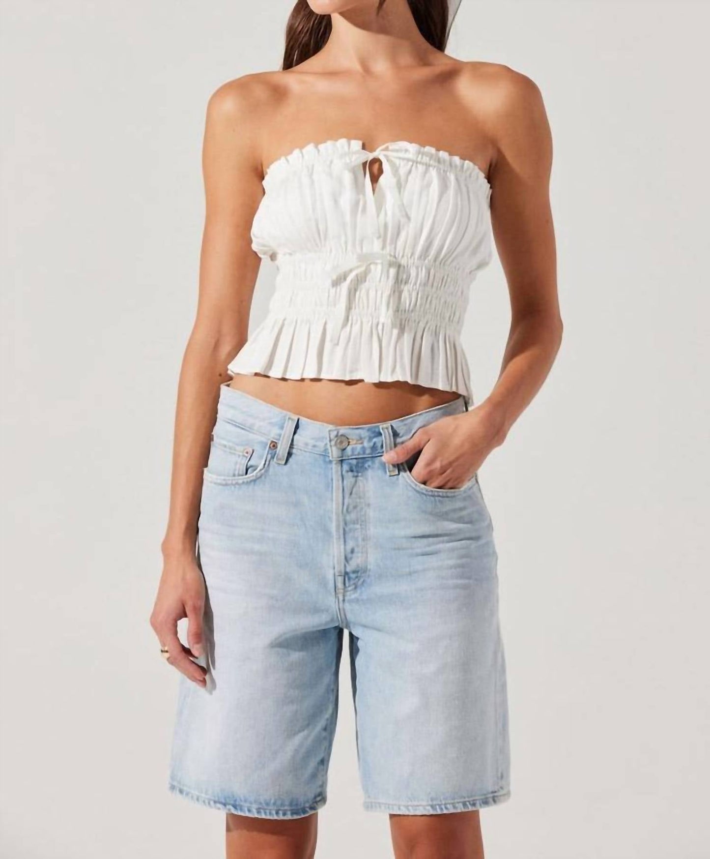 Astr - Biffy Smocked Tube Top