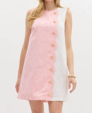 Entro - Sleeveless dress with button jacquard