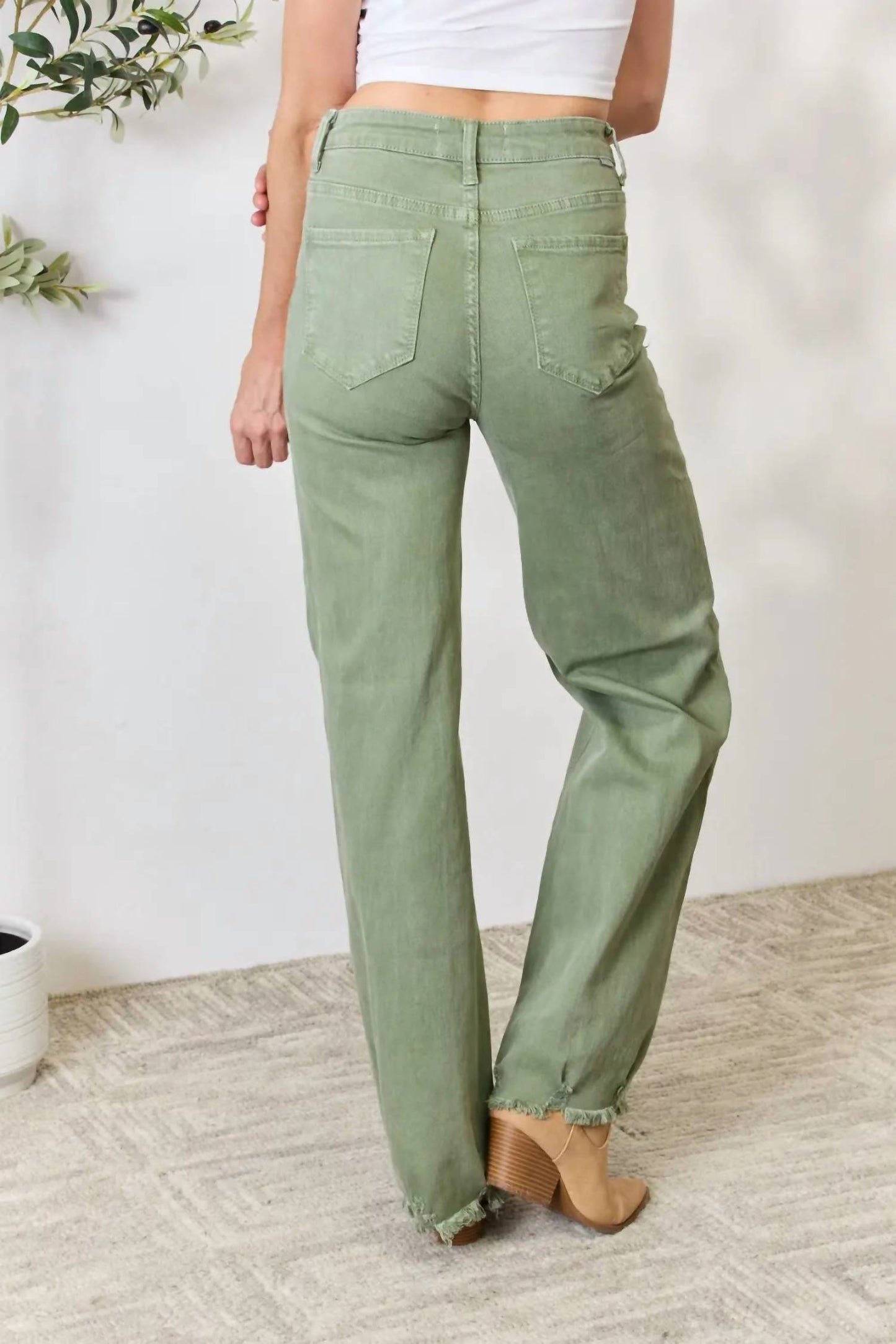 Risen - Women's Full Size Raw Hem Wide-leg Jeans
