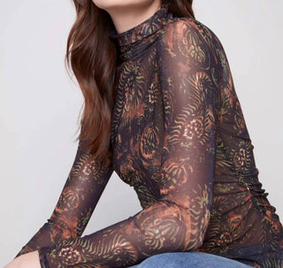 Charlie B - Mock Neck Top With Side Ruching