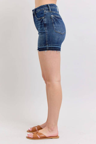 Judy Blue - Short Jeans Cintura Alta Controle de Barriga Destroy Release Hem