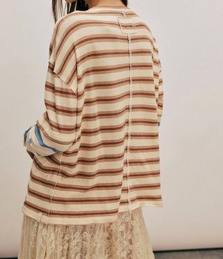 Free People - Camiseta de manga comprida listrada Nina