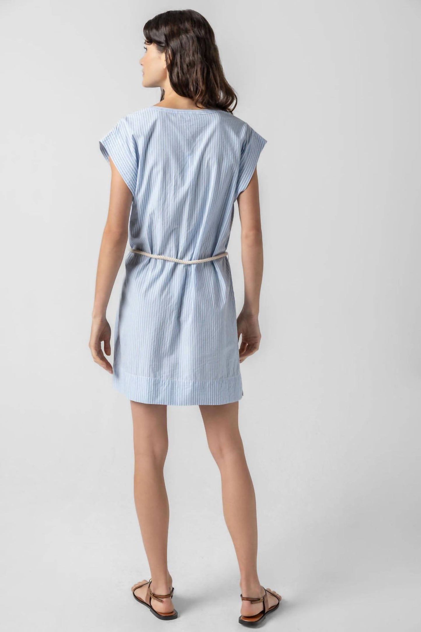 Lilla P - Striped Split Neck Dress