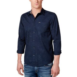 Camisa masculina Volcom Bayne de manga comprida, azul marinho, tamanho grande