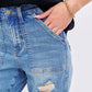 Judy Blue - High Waisted Distressed Boyfriend Jeans With Patch Pocket