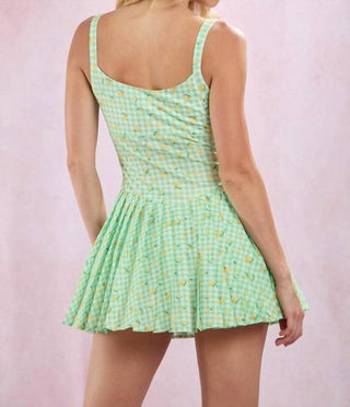 Peach Love - Gingham Lemon Sporty Romper