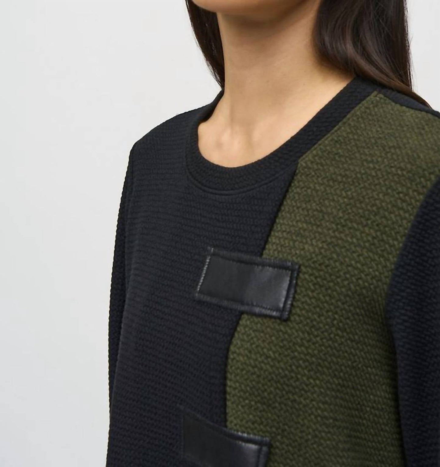 Joseph Ribkoff - Two-tone Color Block Textured Tunic