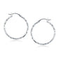14k White Gold Diamond Cut Hoop Earrings