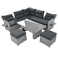 Outdoor Furniture Set Patio Rattan with Recliners and Tables