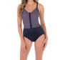 Miraclesuit - Lucky Stripe Seafarer V-Neck One Piece Swimsuit