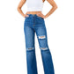 American Bazi - High Waist Distressed Wide Leg Jeans