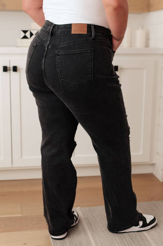 Judy Blue - High Rise Rigid Magic 90's Distressed Straight Jeans