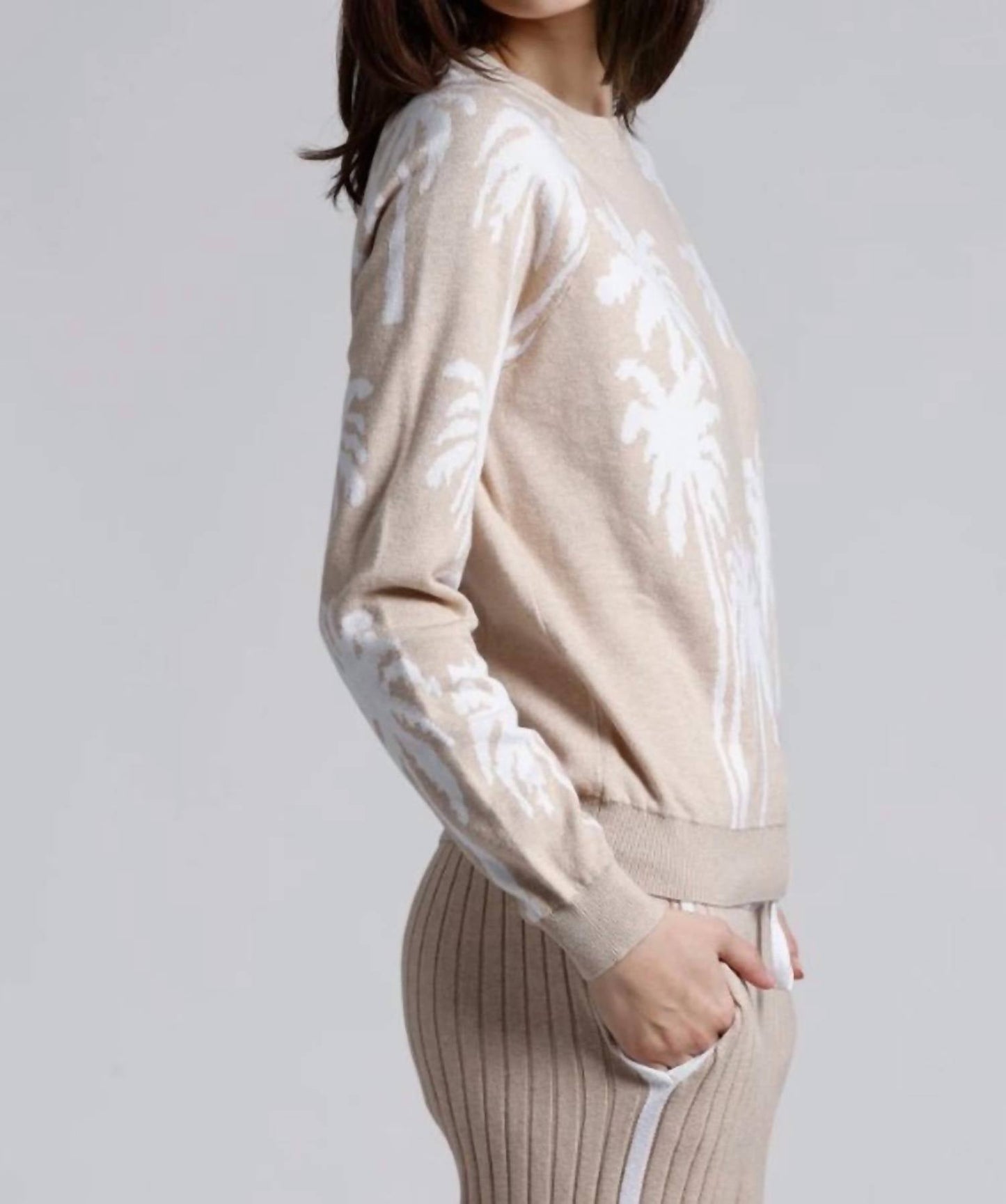 Minnie Rose - Palm Tree Reversible Crew Sweater
