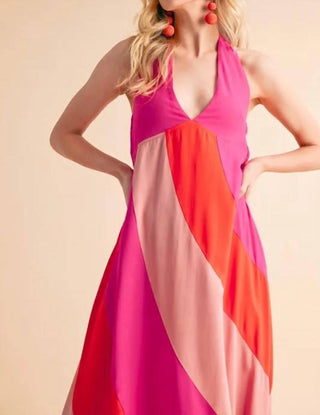 Trendsi - Vestido longo sem mangas Aemi+Co Color Block