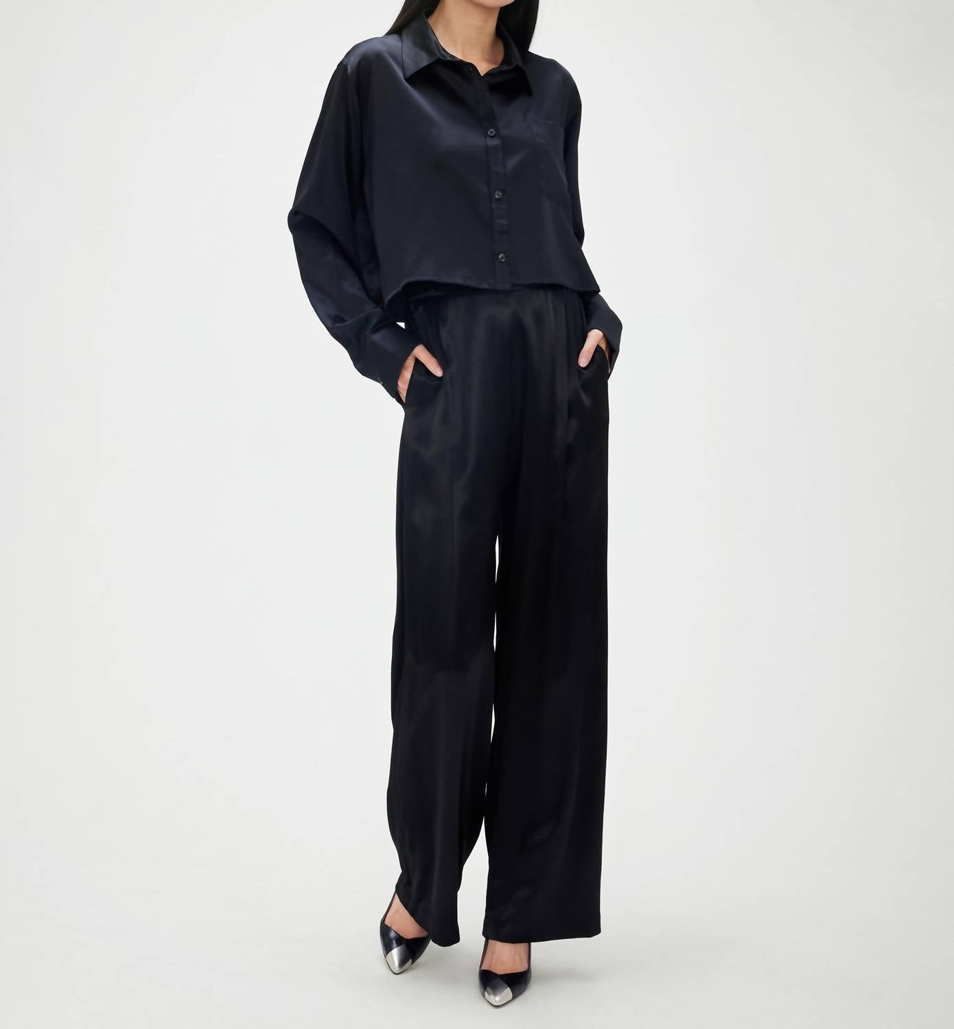 Enza Costa - Pleated Satin Pant