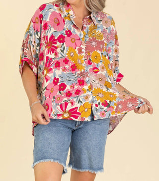 Bibi - Camisa floral Kelly com botões
