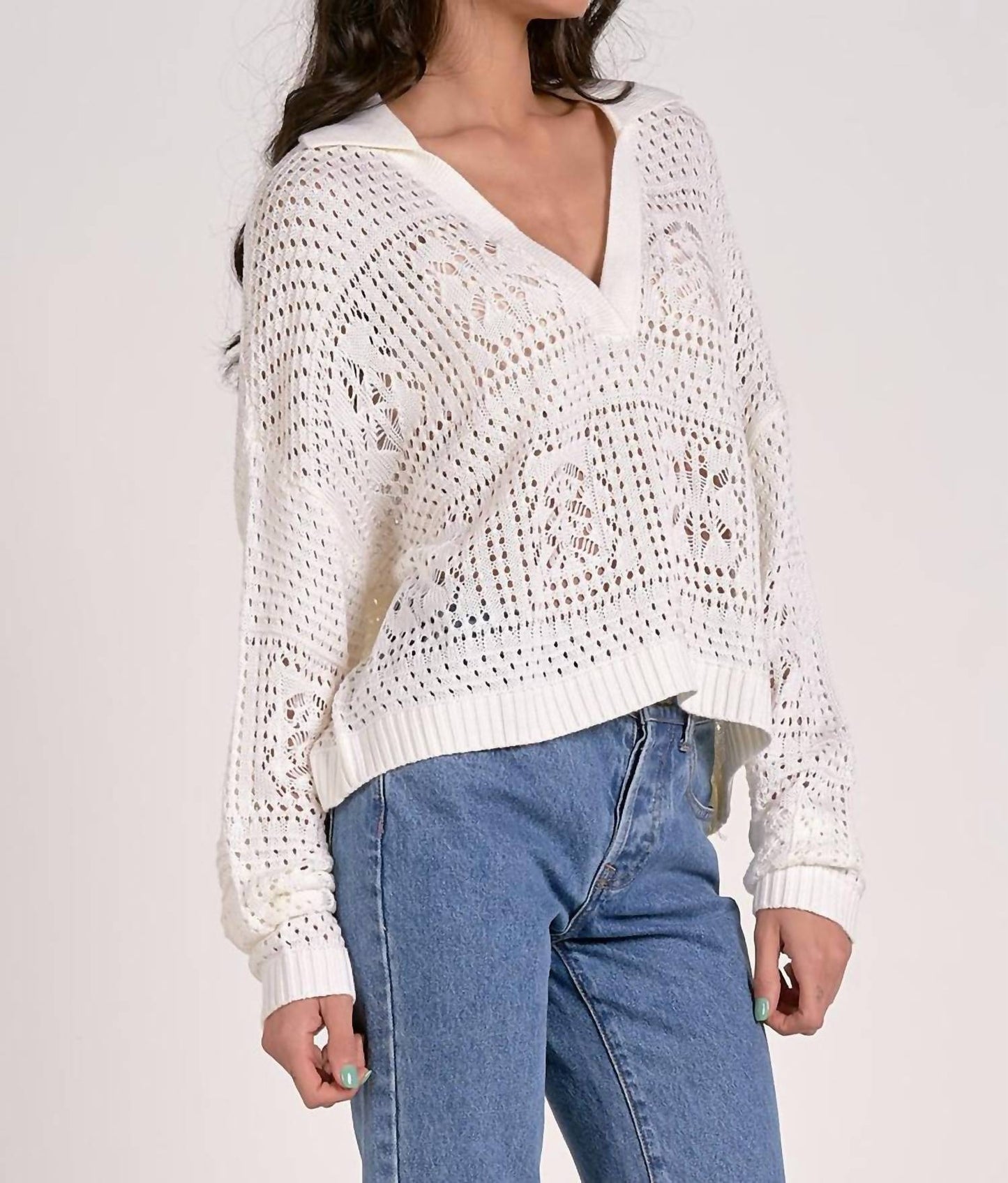 Elan - Crochet Polo Top